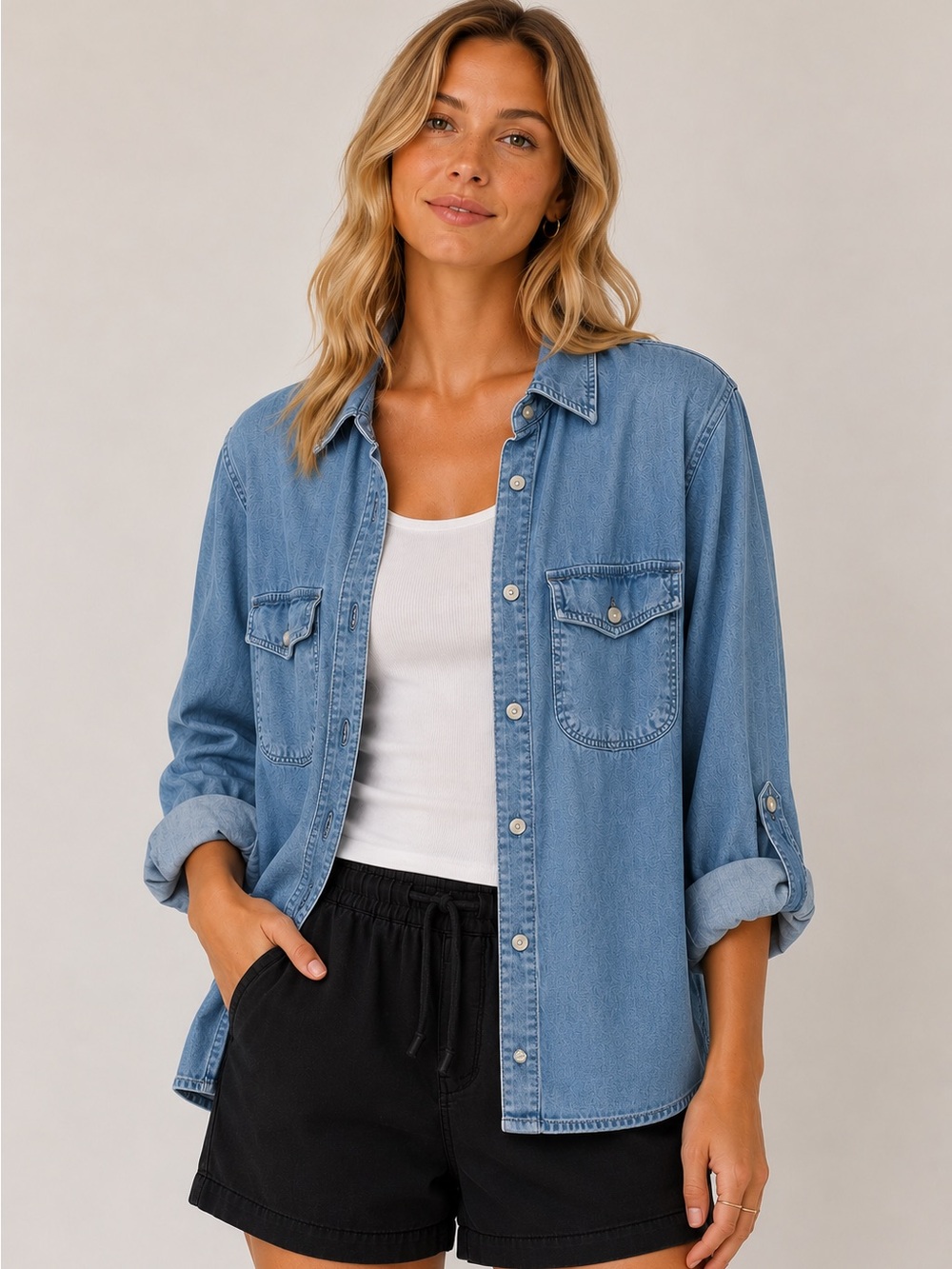 Thread & Supply Light Blue Denim Button-Up Shirt